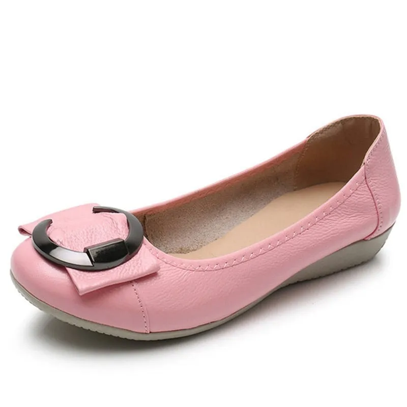 Calvin Klein Loafers Purpdrank - Women flat shoes new women Ballet casual genuine leather shallow lace-up round toe Loafers women Loafers