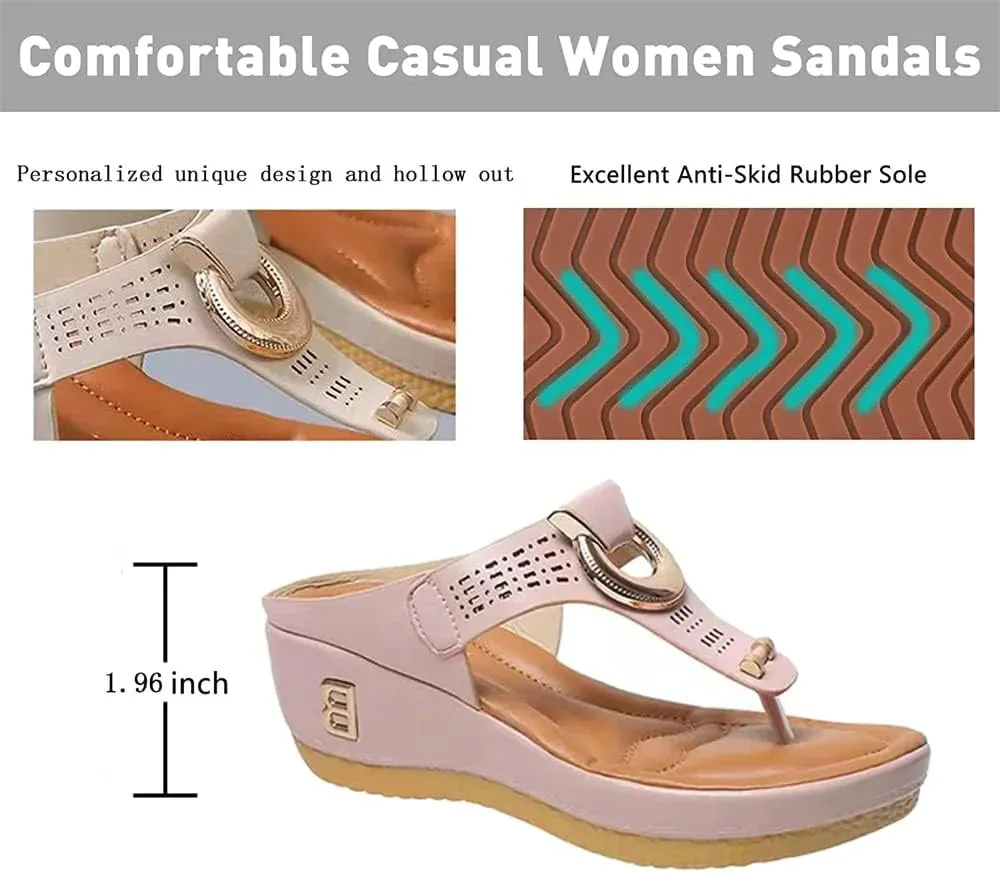 Flip Flops Size 5 Low-Wedge Women Orthopedic Sandals Casual Flat Shoes Flip Flops Ladies Anti-Slip