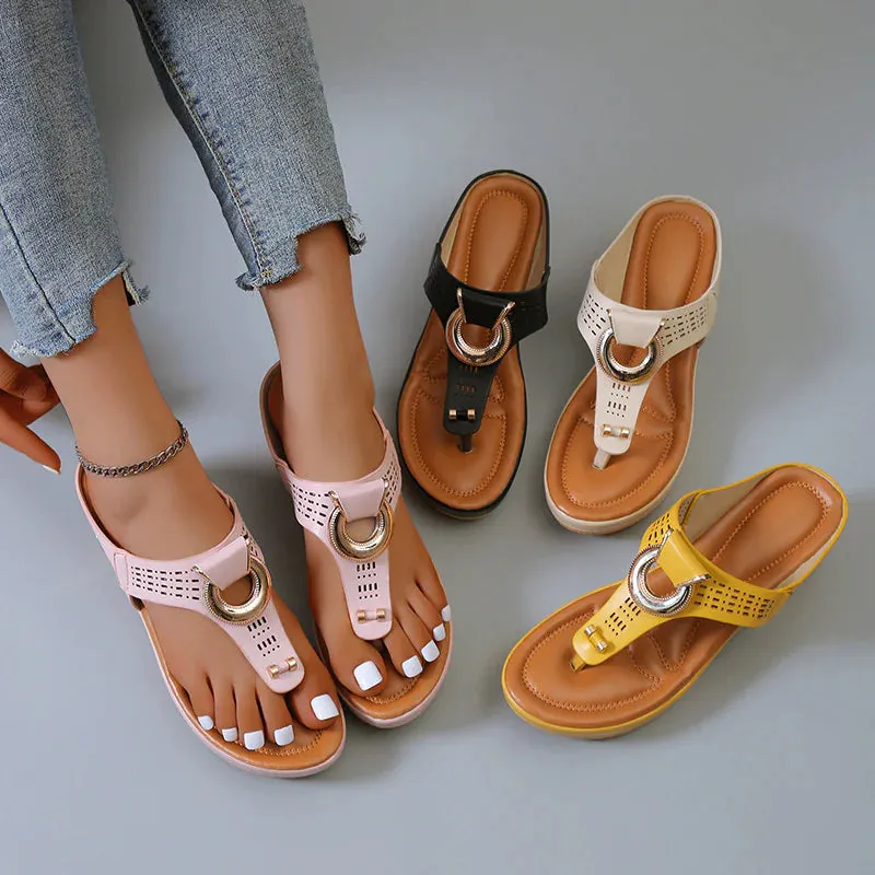 Kelly Slater Flip Flops Low-Wedge Women Orthopedic Sandals Casual Flat Shoes Flip Flops Ladies Anti-Slip