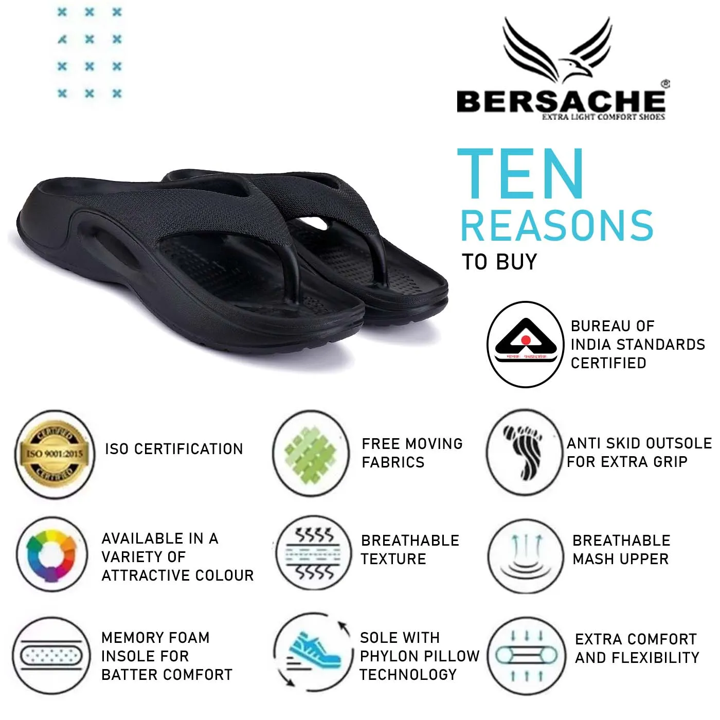 Bersache Extra Soft Classic Casual with Back Strap Regular wear with Ultra Soft & Flexibility Technology Flip-Flop for Men's/ Boy's 6061-Black Slippers Metal