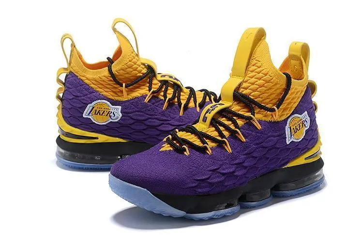 Best Asics Court Shoes Nike Lebron XV 15 Purple Yellow Black  Men Shoes Sale Size US7,8,8.5,9,10,11,12