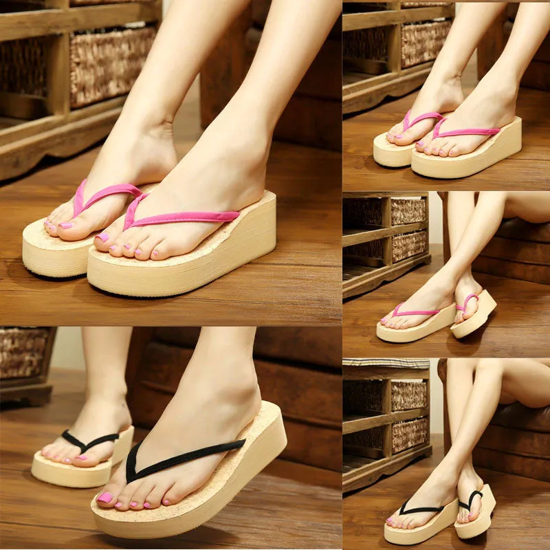 Simple Women Knotbow Sals Shoes Beach Flat Wedge Flip Flops Lady Slippers  ILML Flip Flops With Fur On Top