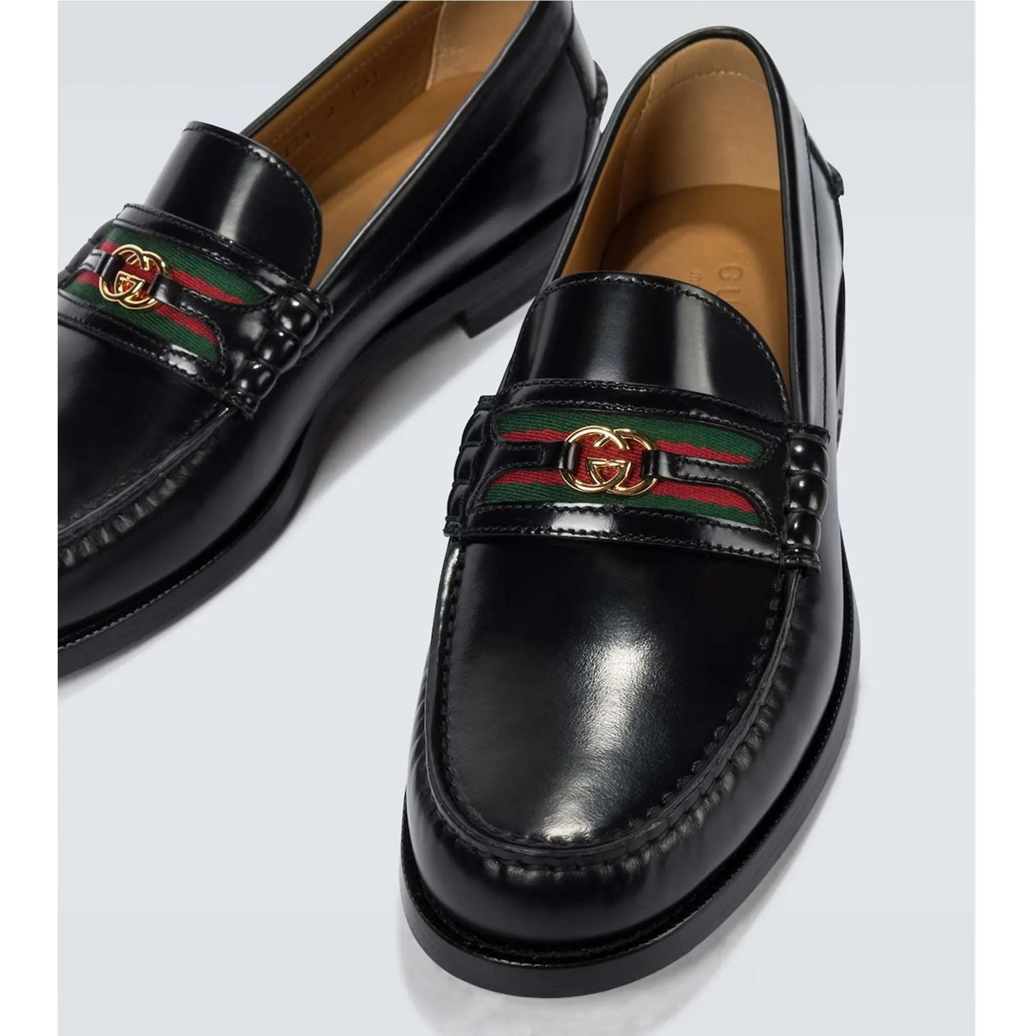 GUCCI Interlocking G leather Loafer Low Heel Loafers