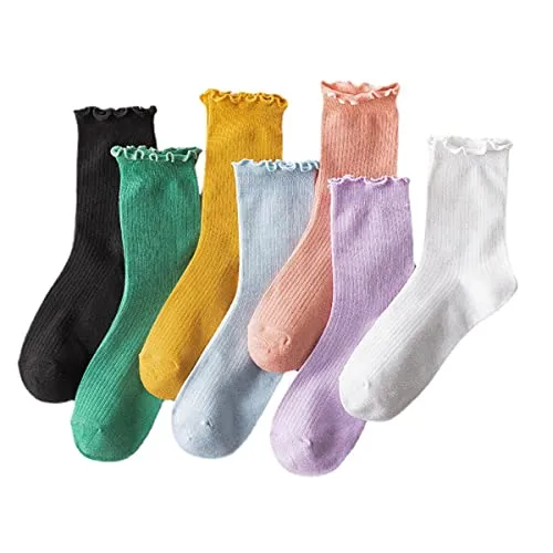 Ballerina Loafers GuaziV Women's Cotton Socks, 5-8 Pairs Womens Fun Novelty Crew Colorful Patterns Super Soft Fashion Casual Socks (style 01)