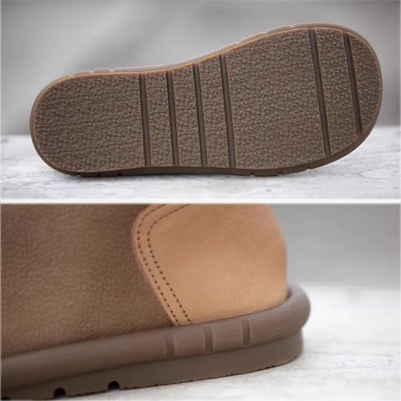 Ultra Wingtip Oxfords Soft Leather Ankle Booties Handmade Flat Barefoot Shoes Color Blocking in Coffee/Khaki