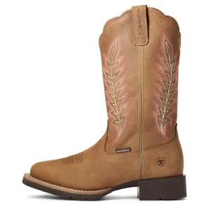 'Ariat' Women's 11" Hybrid Ramble WP Western - Pebble Tan Leather Work Boots Waterproof