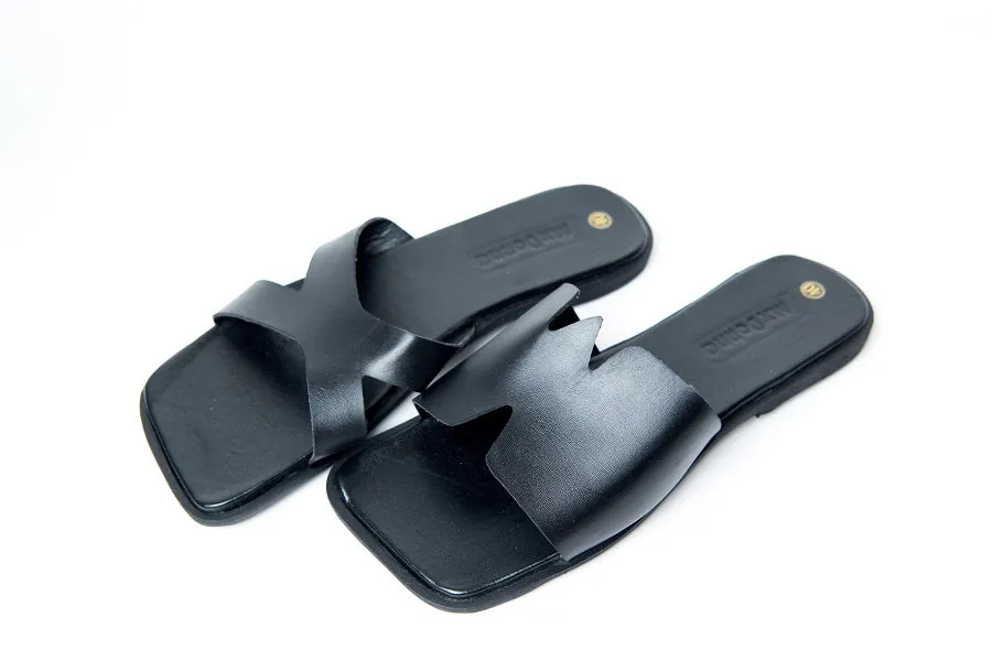 Louis Vuitton Slides Maxim Black Leather Sandal