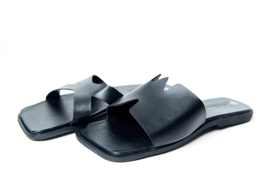 Maxim Black Leather Sandal Trey Turner Slides