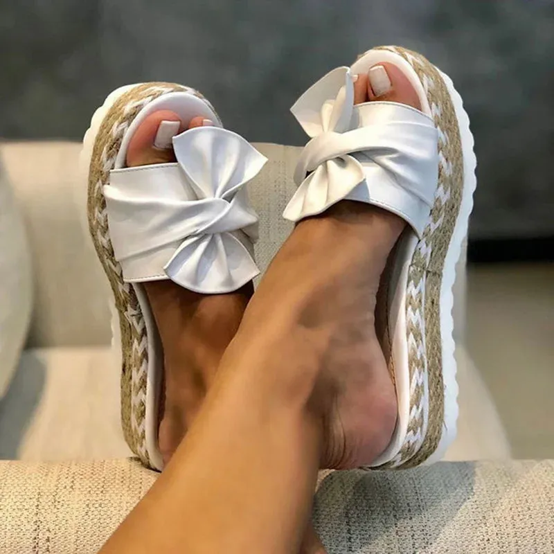 Flip-flops Celebrity Style Slippers Women Sandals Platform Sandals Shoes Women Bow 2022 Summer Sandals Slipper Indoor Outdoor Flip-flops Beach Shoes Female