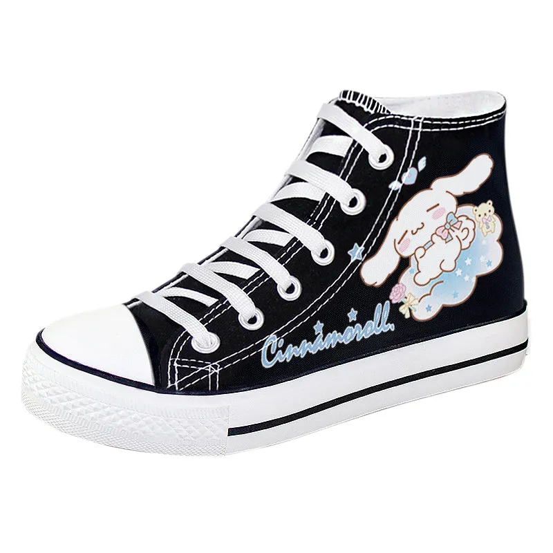 Lebron Deion Sanders Collaboration Sneakers Black Kawaii Dog Print Student High Top Canvas Kids Size