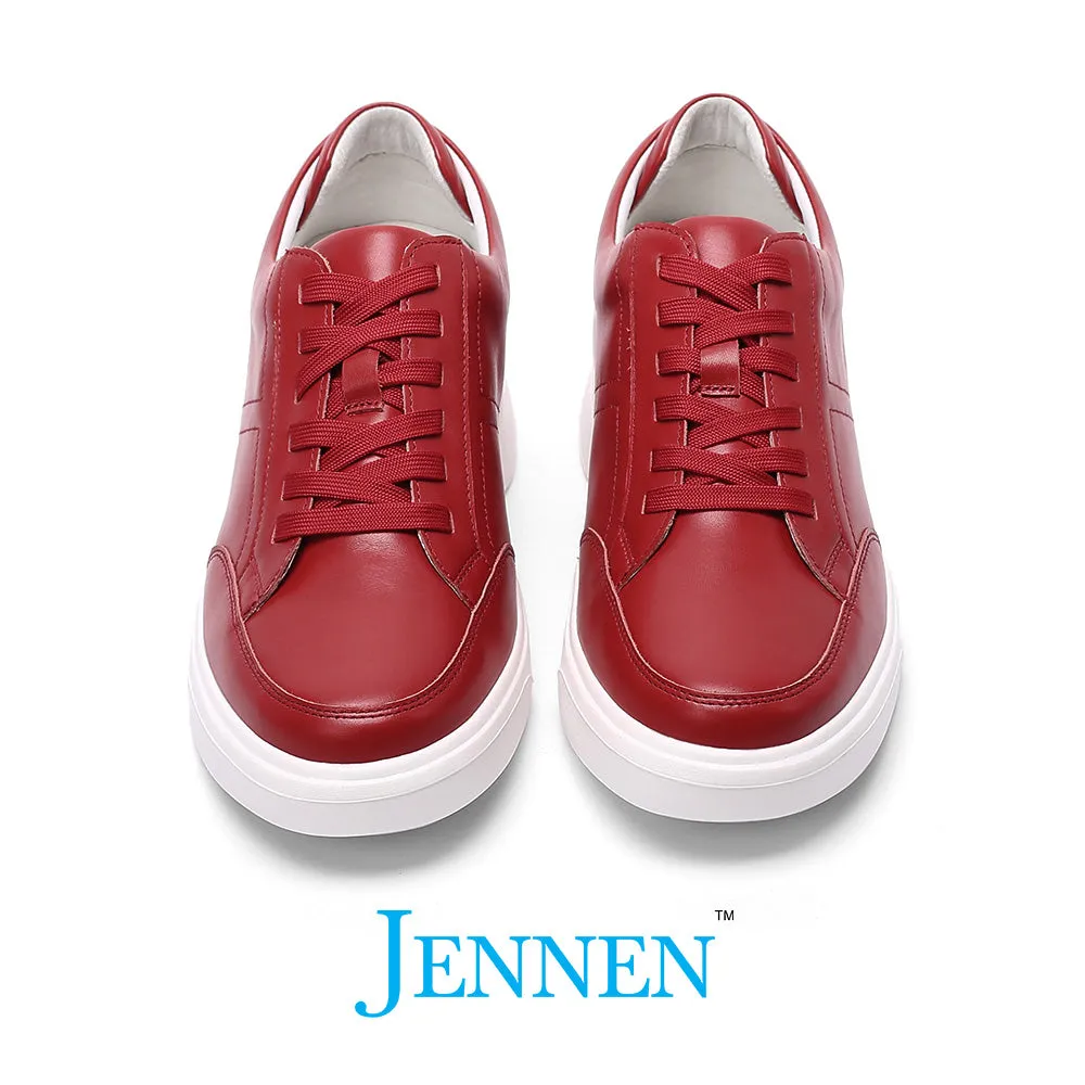 Leopard Print Flat Sneakers Mr. Federer 7cm | 2.8 inches Red Trendy Height Lifting Sneakers