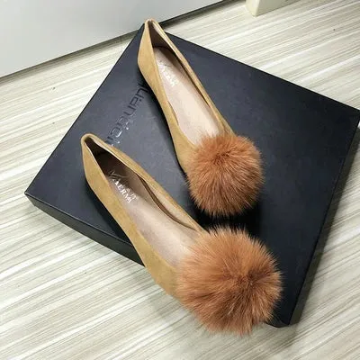 Oxblood Penny Loafers Bjlxn Women Flats Furry Ball Sweet Flat Shoes for Women Spring Summer Casual Shoes Slip on Loafers Scoop Shoes Soft Sole Comfortable