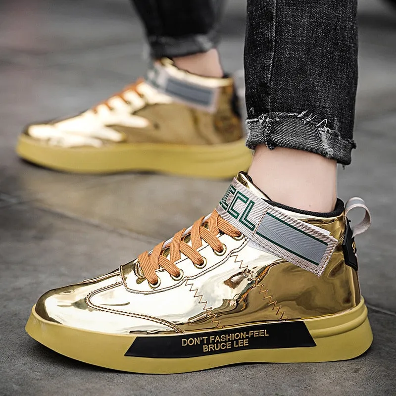 Low-top Trainer Sneakers Autumn Men High Tops Shoes Golden Mirrors Sneakers Large Size