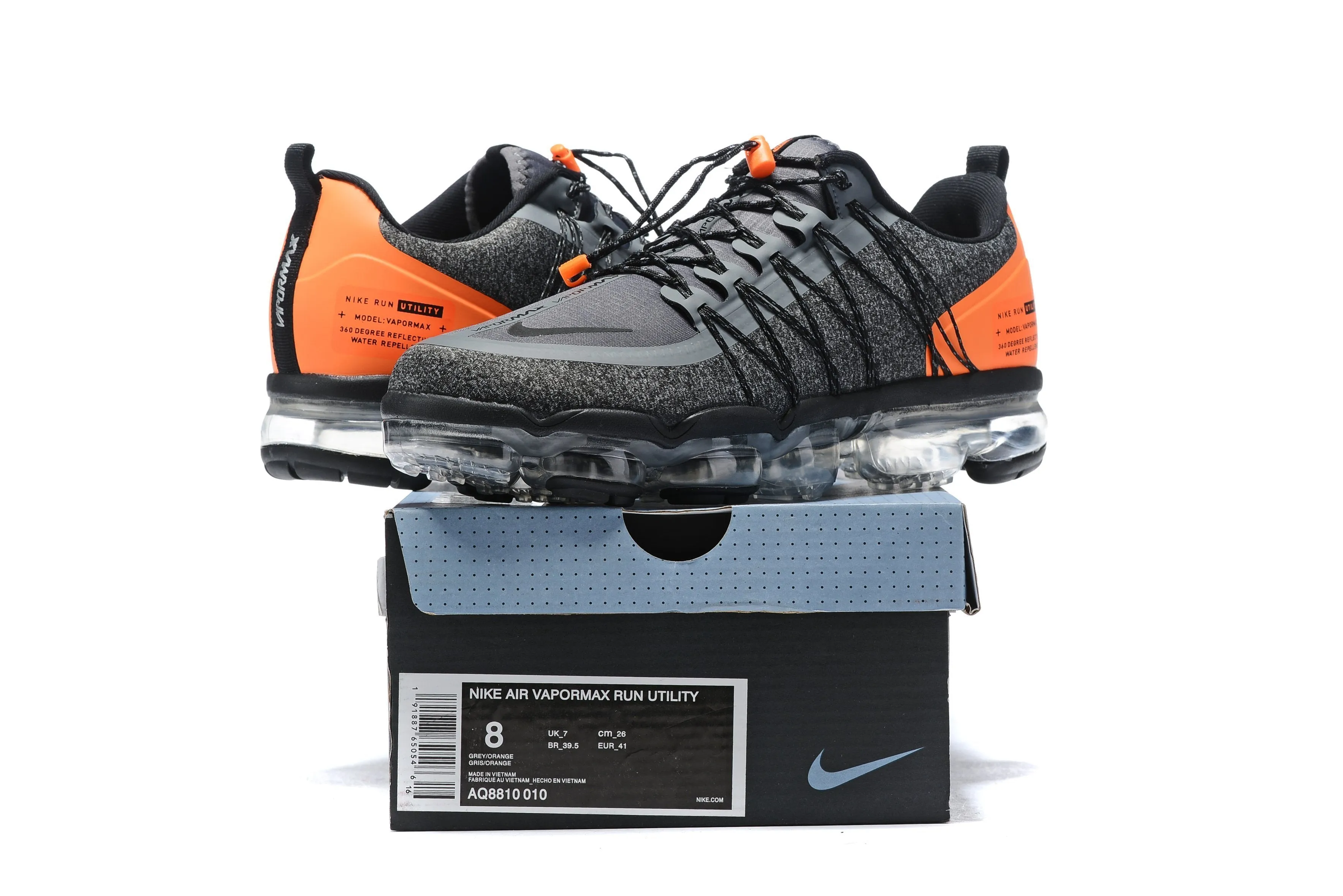 Nike Air Vapormax Run Utility Grey Orange Shoes Sneakers Men Sale Size US 7, 8, 8.5, 9, 10, 11 Merino Wool Sneakers
