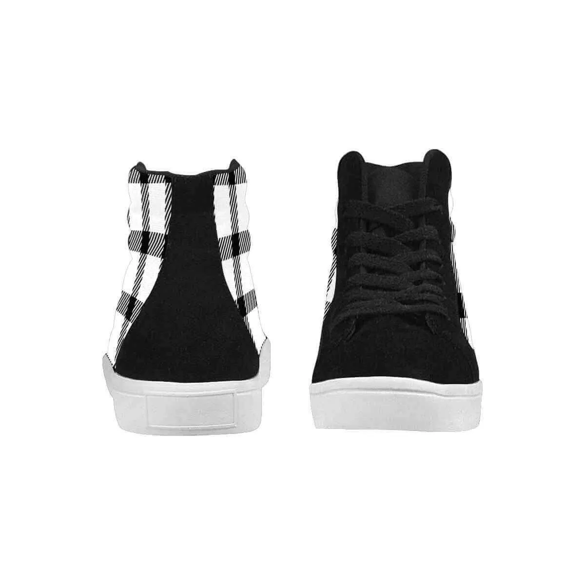 Sneakers For Men, Black And White Buffalo Plaid High Top Sports Shoes Best Running Sneakers For Plantar Fasciitis
