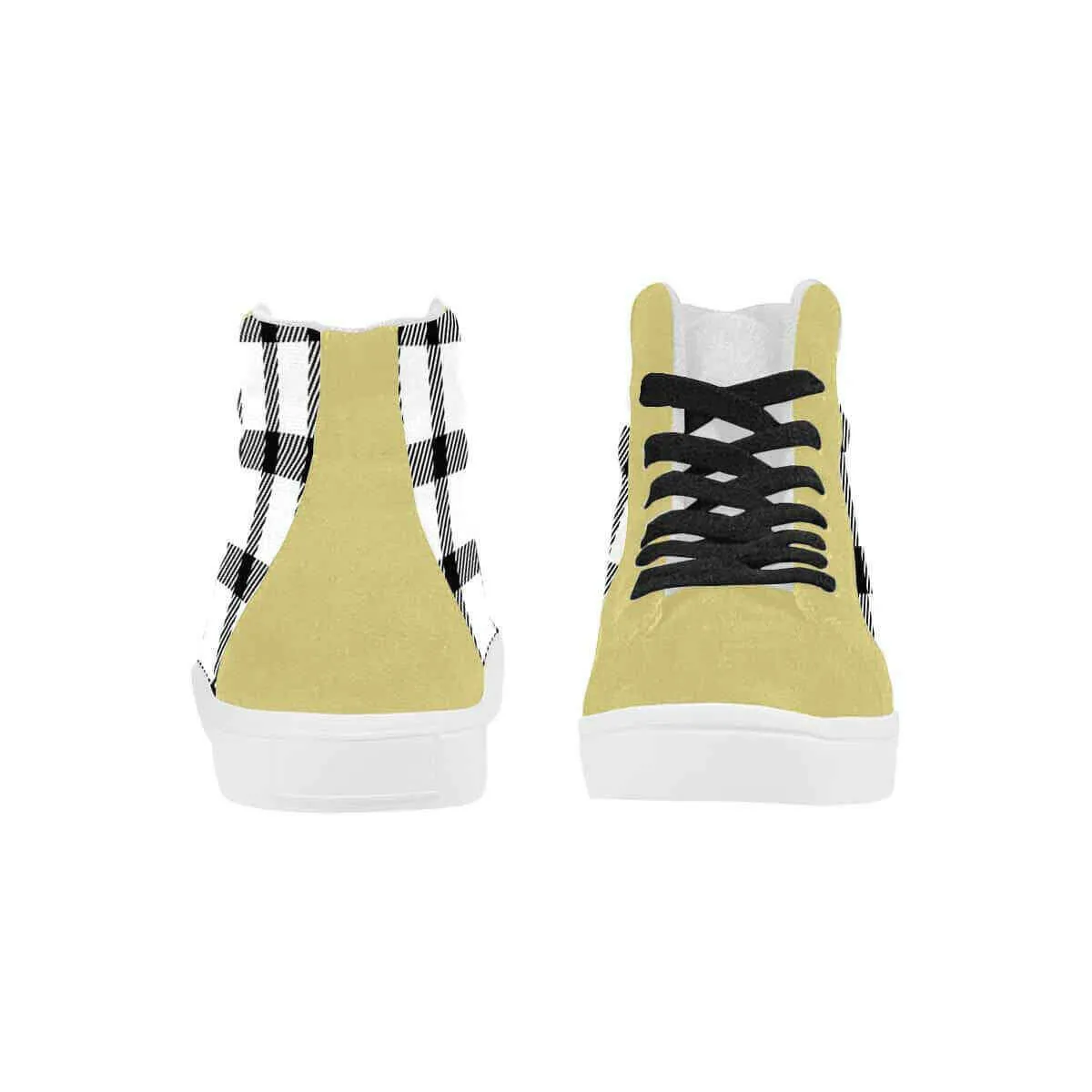 All Sneakers Sneakers For Men, Black And White Buffalo Plaid High Top Sports Shoes