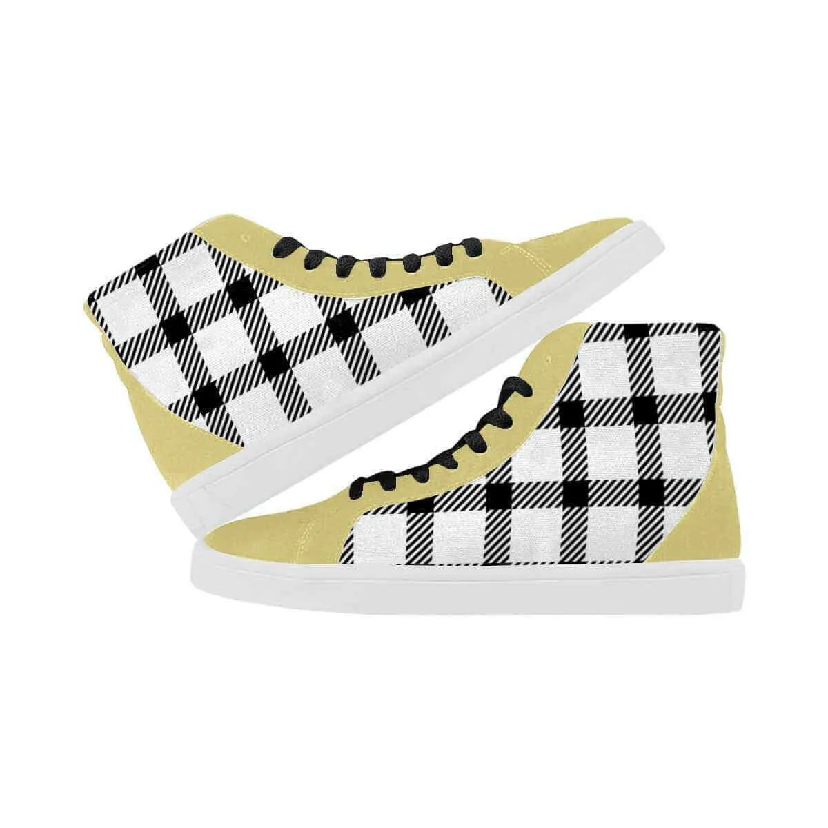 Sneakers For Men, Black And White Buffalo Plaid High Top Sports Shoes Vans Glitter Sneakers