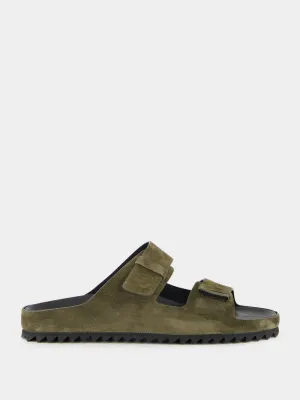 Military Green Agor 010 Suede Slide Sandals Double G Sandals