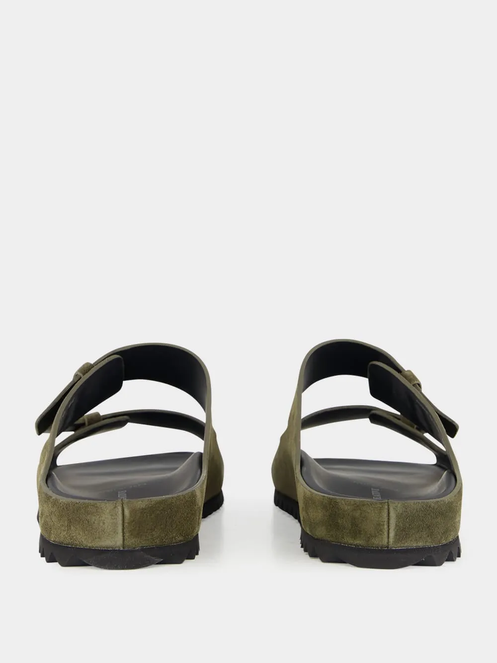 Jimmy Choo Sandals Military Green Agor 010 Suede Slide Sandals