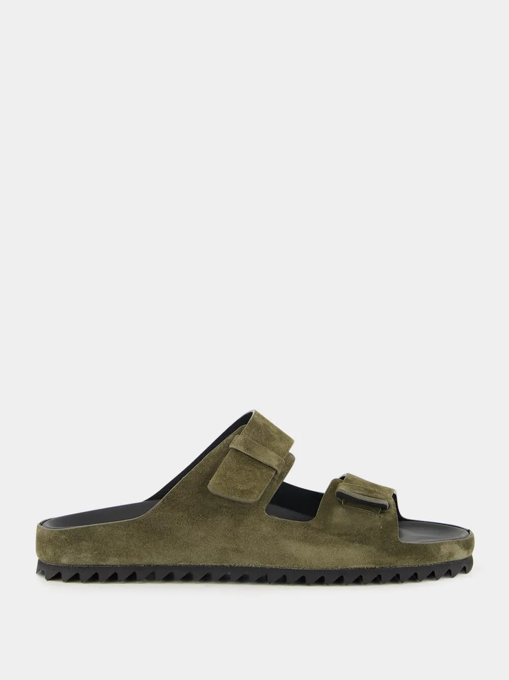 Toga Pulla Sandals Military Green Agor 010 Suede Slide Sandals