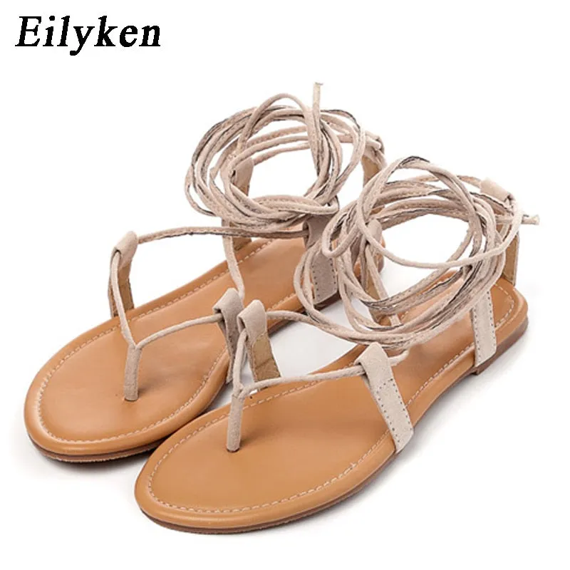 Comfortable Durable Flip Flops kamames Designer Ankle Strappy Flat Heels Women Sandals 2023 Summer Clip Toe Casual Roman Gladiator Flip Flops Shoes