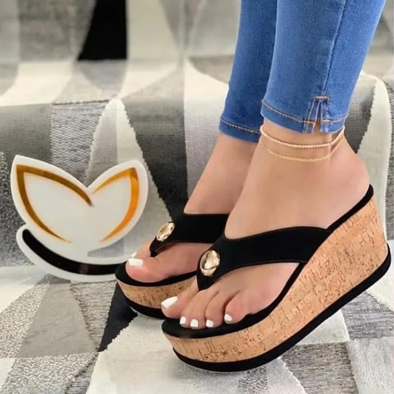 Flip Flops That Start With An O Sonicelife  Women Slippers Summer Casual Platform Shoes Flip Flops Wedges Solid Color Female Comfortable Slip-On Ladies Beach Footwear 2024