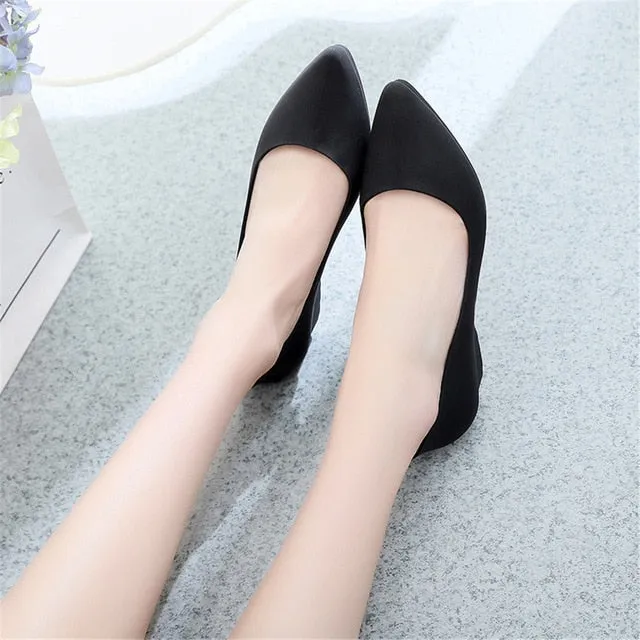 Spring Summer Women Pointed Toe Pumps Mid Heels Slip On Wedge Shoes Best Value In Work Boots