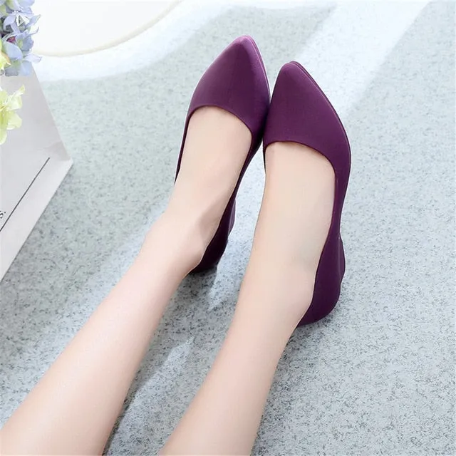 Light Work Boots Steel Toe Spring Summer Women Pointed Toe Pumps Mid Heels Slip On Wedge Shoes
