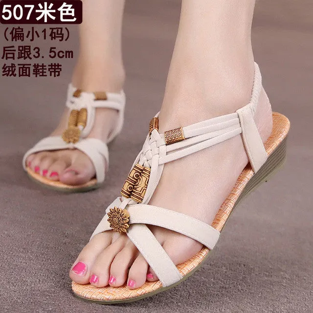 Flip Flops With Clear Straps Women Shoes Women Sandals Bohemia Style Ankle-strap Flip Flops Summer Flat Shoes Woman Ladies Shoes Sandalias Mujer