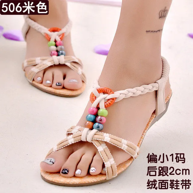 Women Shoes Women Sandals Bohemia Style Ankle-strap Flip Flops Summer Flat Shoes Woman Ladies Shoes Sandalias Mujer Flip Flops With Heels Uk