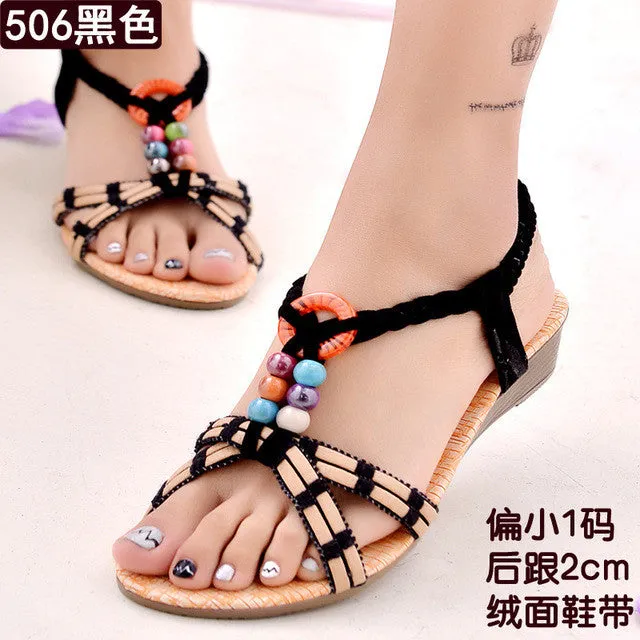 Rainbow Rhinestone Flip Flops Women Shoes Women Sandals Bohemia Style Ankle-strap Flip Flops Summer Flat Shoes Woman Ladies Shoes Sandalias Mujer