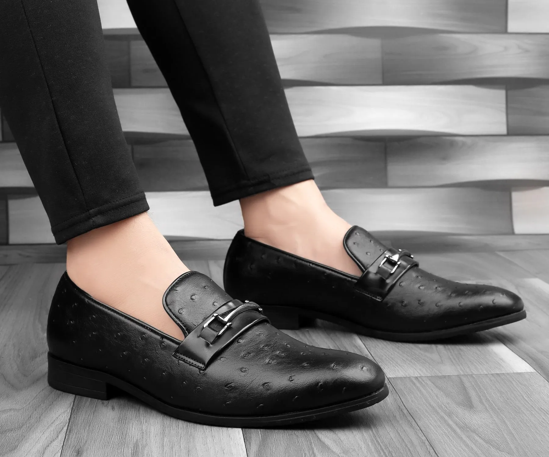 Aesthetic Loafers Bacca Bucci OSTRICH Party Textured Loafers | Wedding Dress Formal Slip-on Shoes