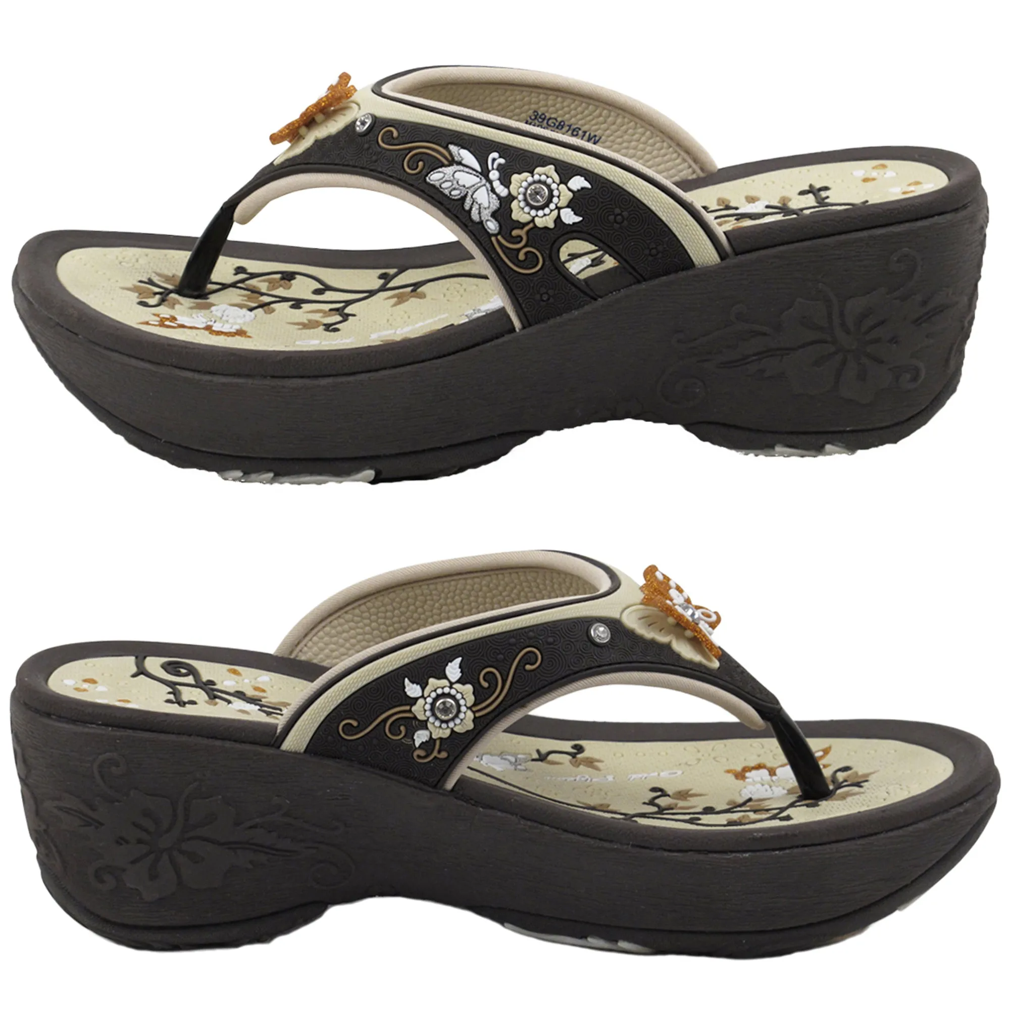 Private Label Flip Flops Wedge: 8161 Brown