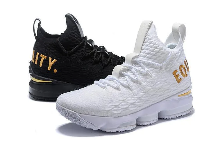 Asics Carbon Plate Running Shoes Nike Lebron XV 15 Equality Black White Men Shoes Sale Size US7,8,8.5,9,10,11,12