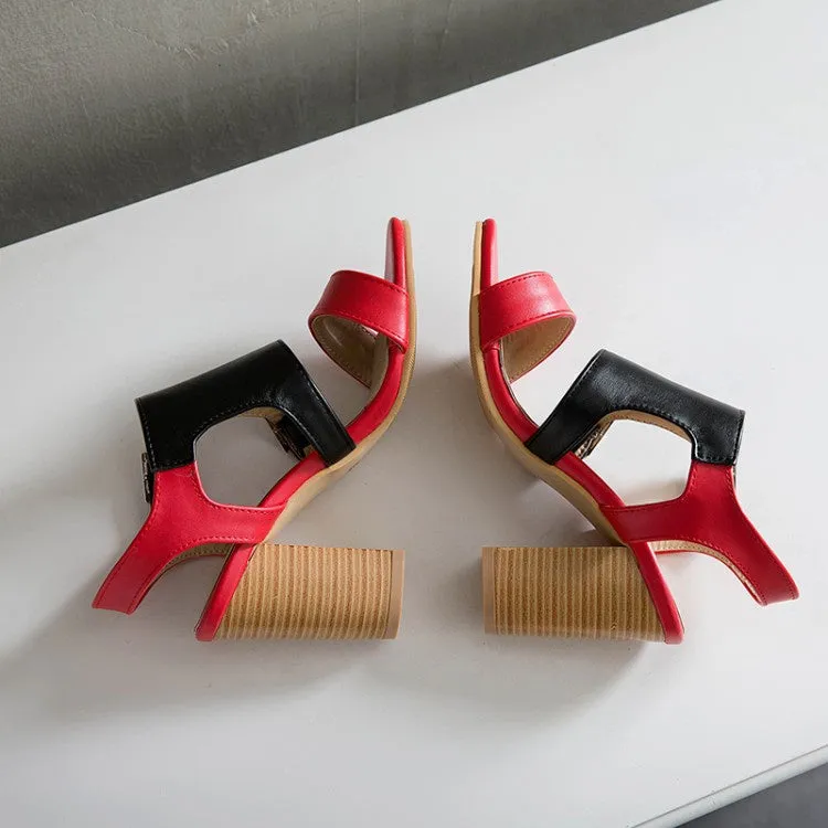 Different Types Of Sandals Women's Buckle High Heel Chunky Sandals