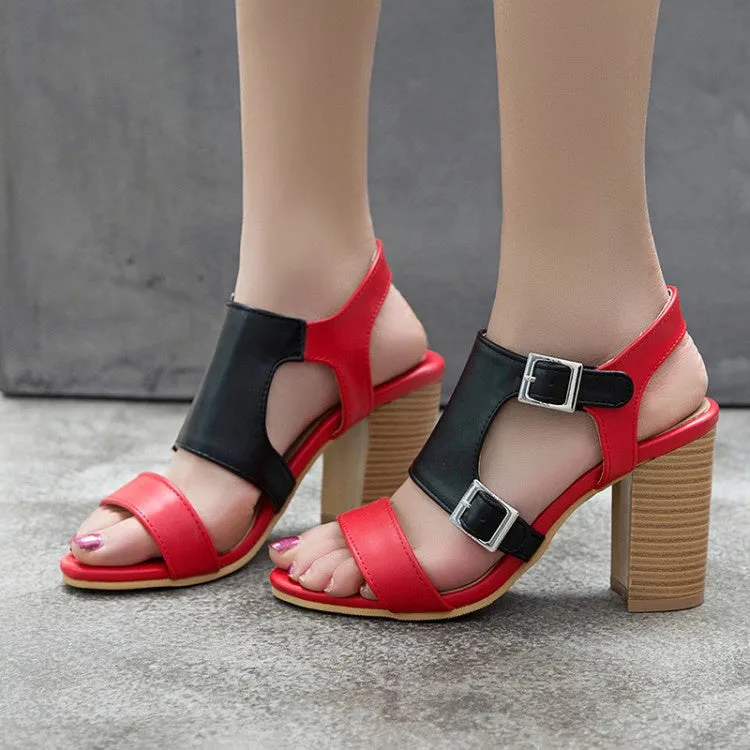 Women's Buckle High Heel Chunky Sandals Sandals Verra