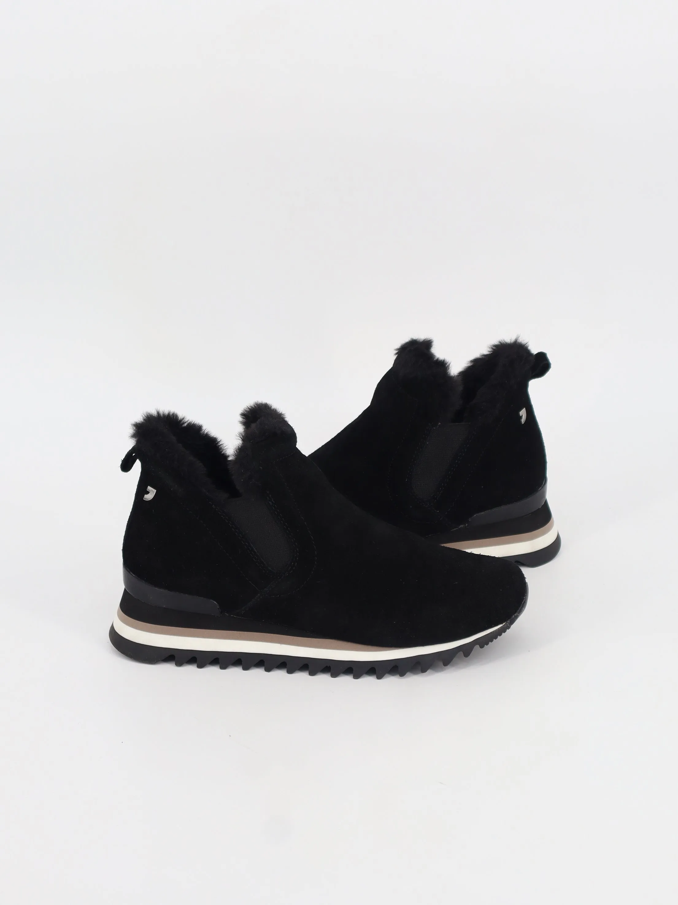 Women's Faux Fur High Shoes,Black Office Shoes For Flat Feet