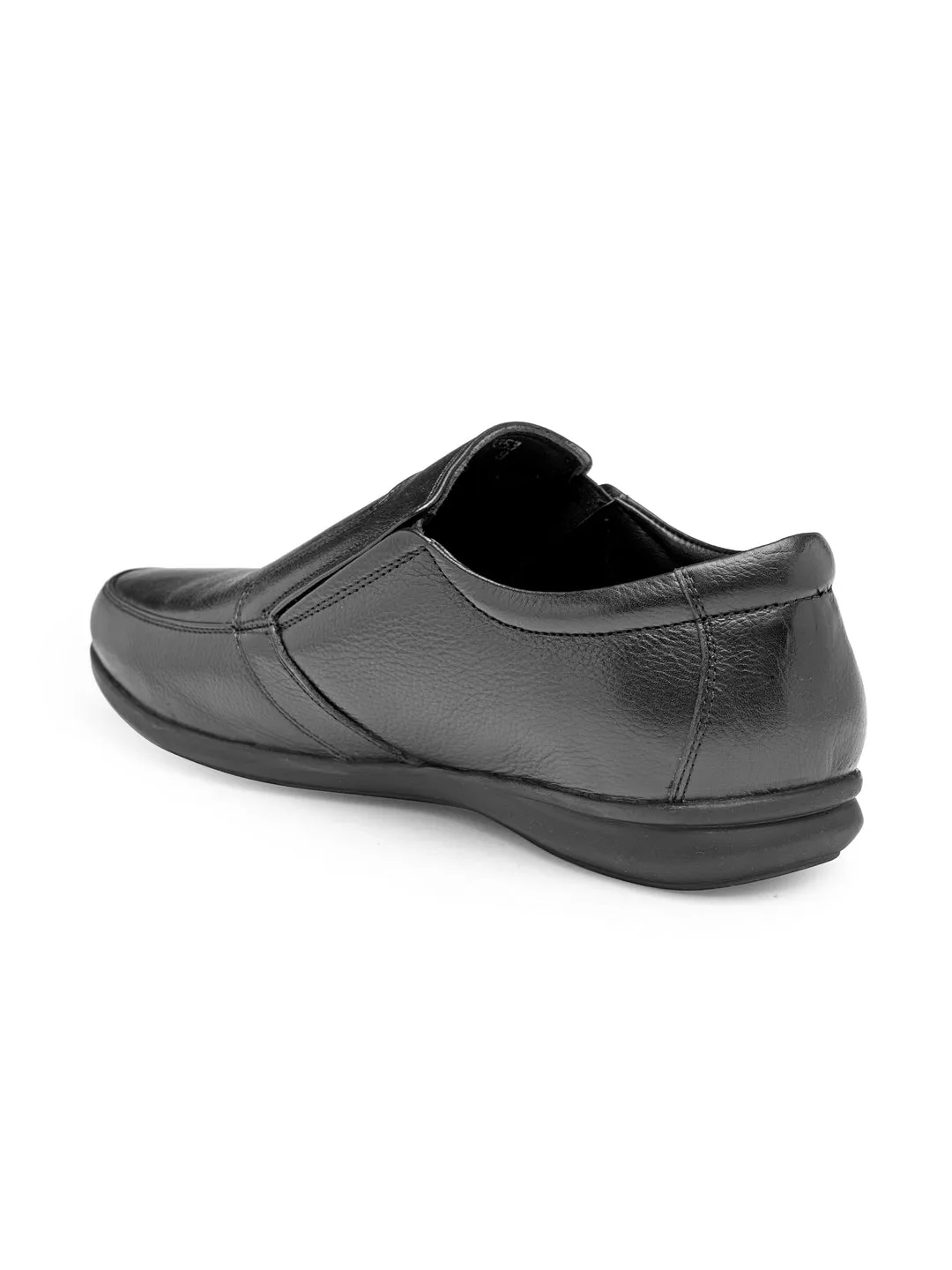 Teakwood Men Black Genuine Leather Formal Slip-Ons Slip On Kitten Heels