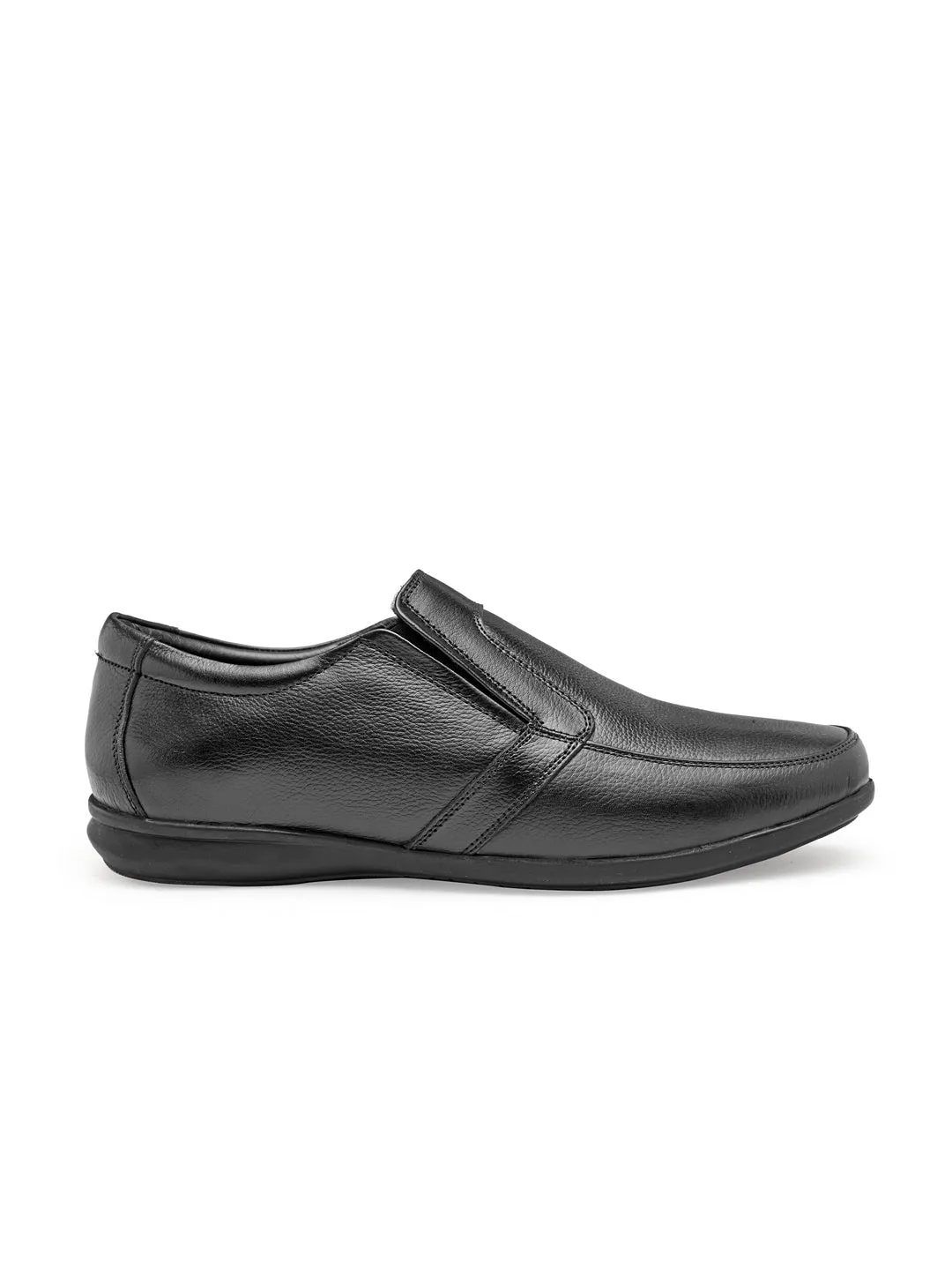 Teakwood Men Black Genuine Leather Formal Slip-Ons Slip On Outdoor