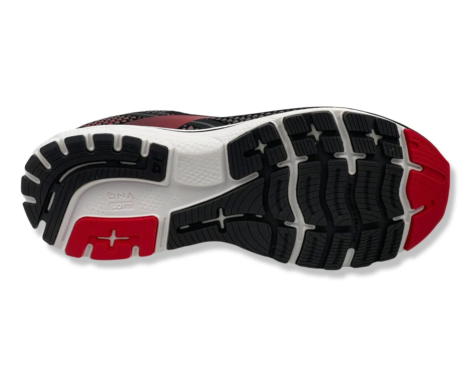 Brooks Ghost 14 Wide Running Sneakers In Black & Red For Men Louboutin Sneakers