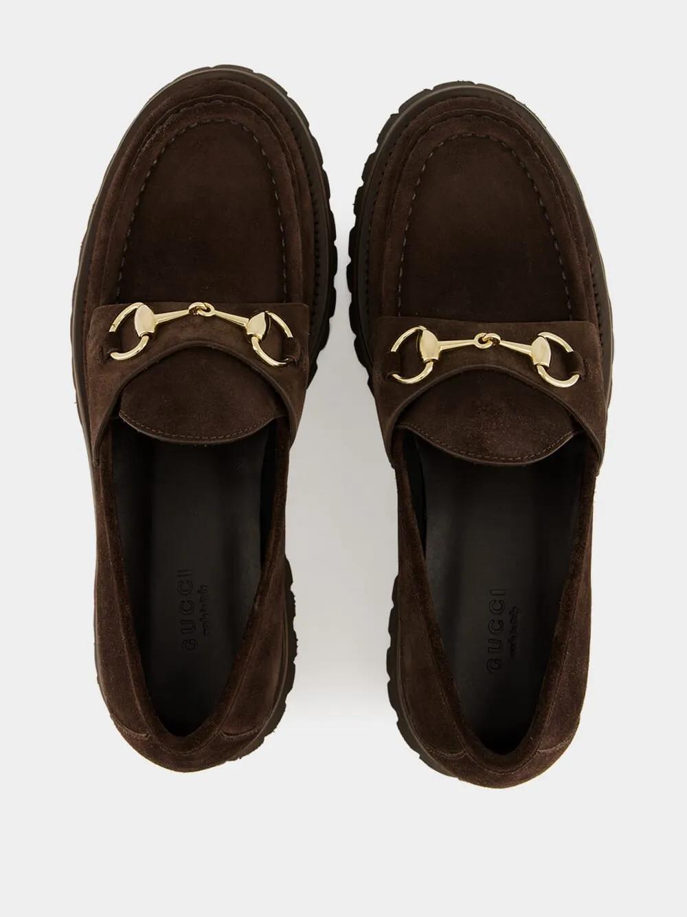 Brown Sylke Leather Moccasins Mid Heel Loafers