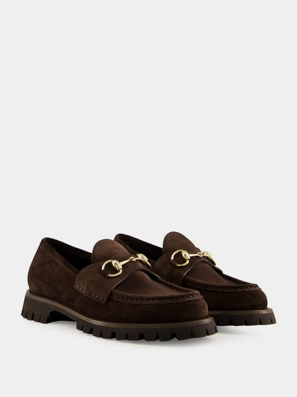 Brown Sylke Leather Moccasins Caroline Loafers