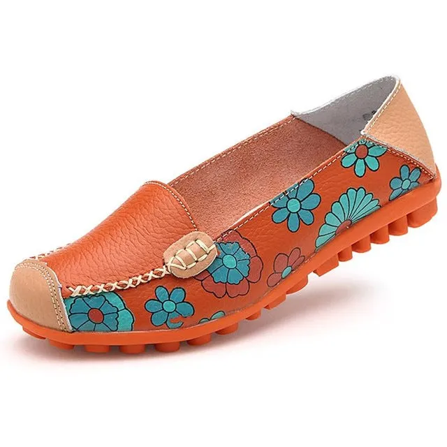 Best Loafers With Arch Support Summer Flower Mother Flats Shoes New Fashion Solid Ladies Flats Round Toe Comforable Loafers Casual Women Shoes LDT913