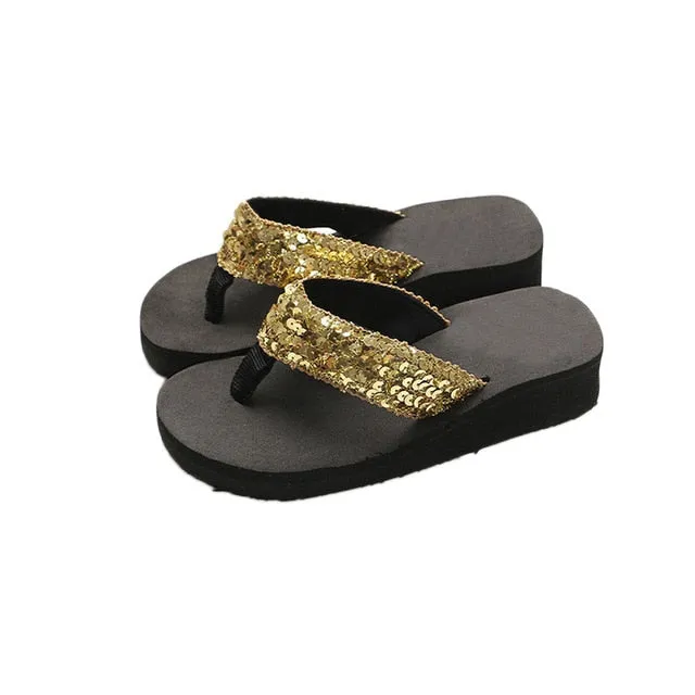 Summer Women Flip Flops Casual Sequins Anti-Slip slippers Beach Flip Flat Sandals Beach Open Toe Shoes For Ladies Shoes 3 Flip Flops Consignment Shop