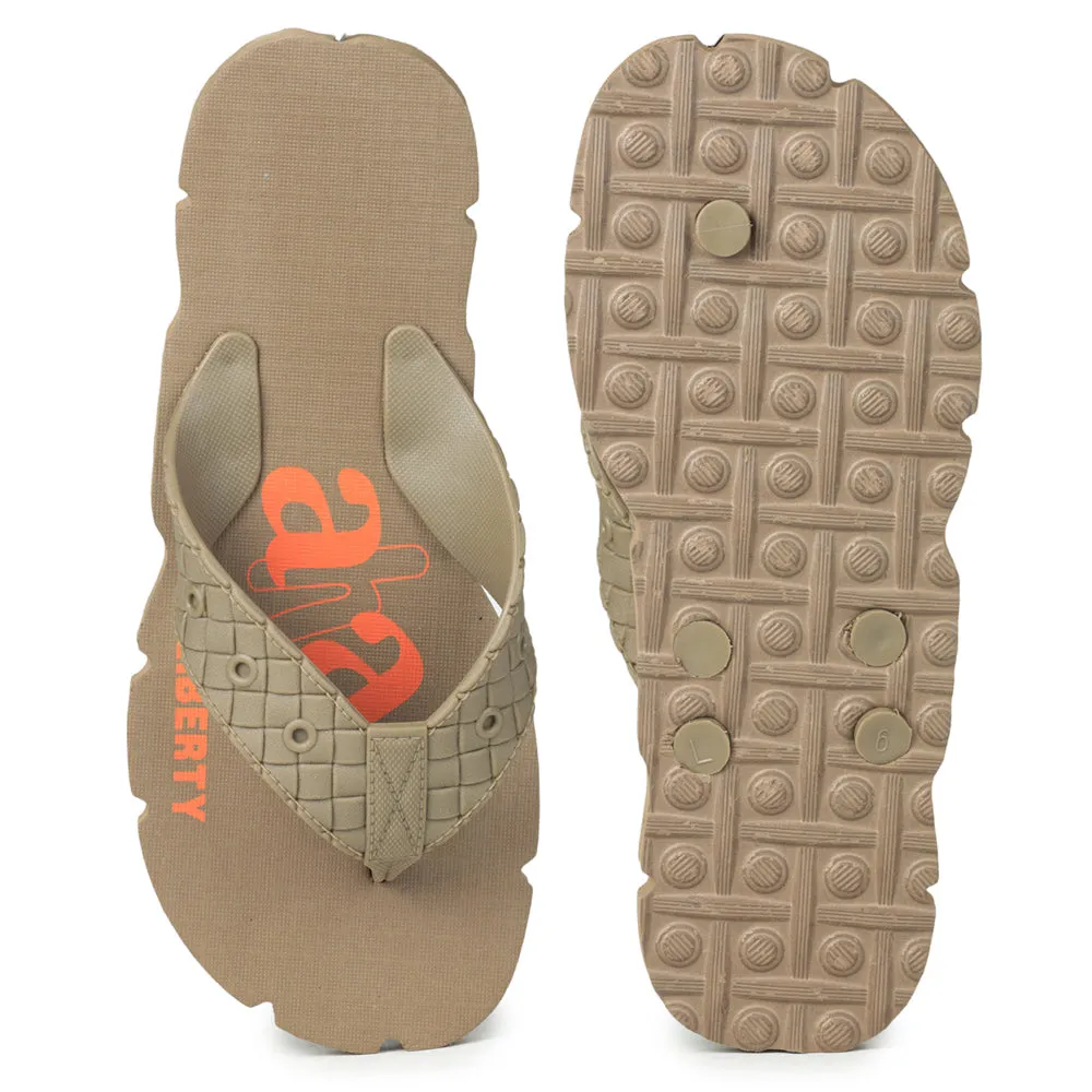 A-HA Casual Beige Flip-Flops For Men AHA-31 By Liberty Cat Slides