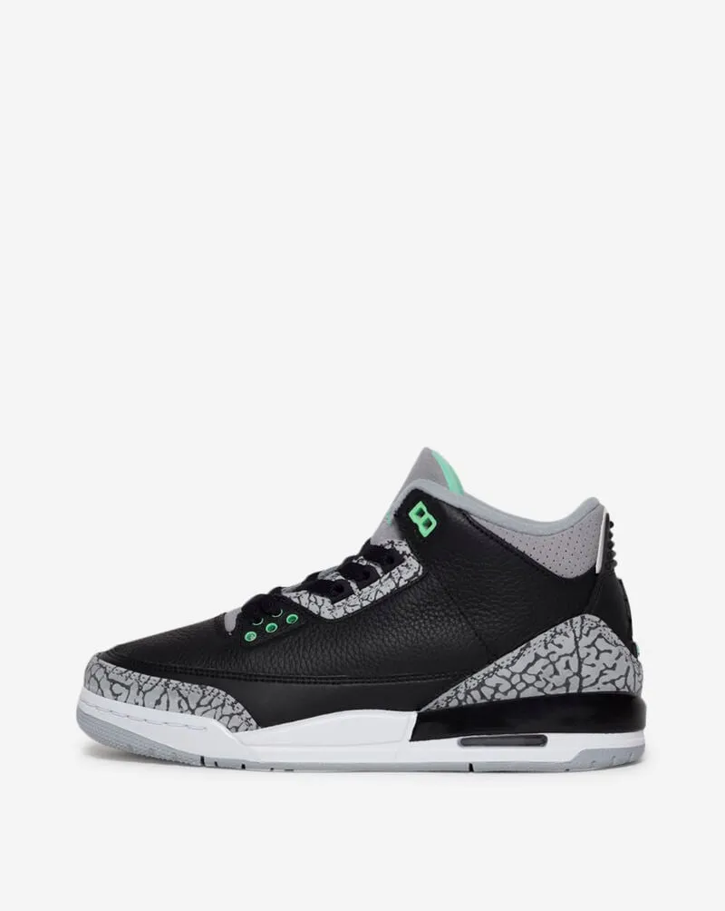Best Asics Waterproof Shoes Nike Kids' Air Jordan 3 Retro Shoes - Black / Green Glow / Wolf Grey / White
