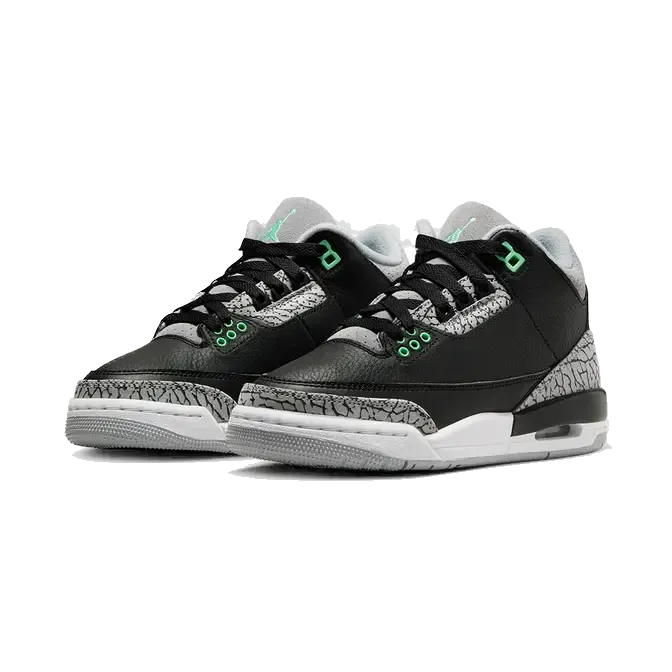 Asics Skyhand Og Shoes Nike Kids' Air Jordan 3 Retro Shoes - Black / Green Glow / Wolf Grey / White
