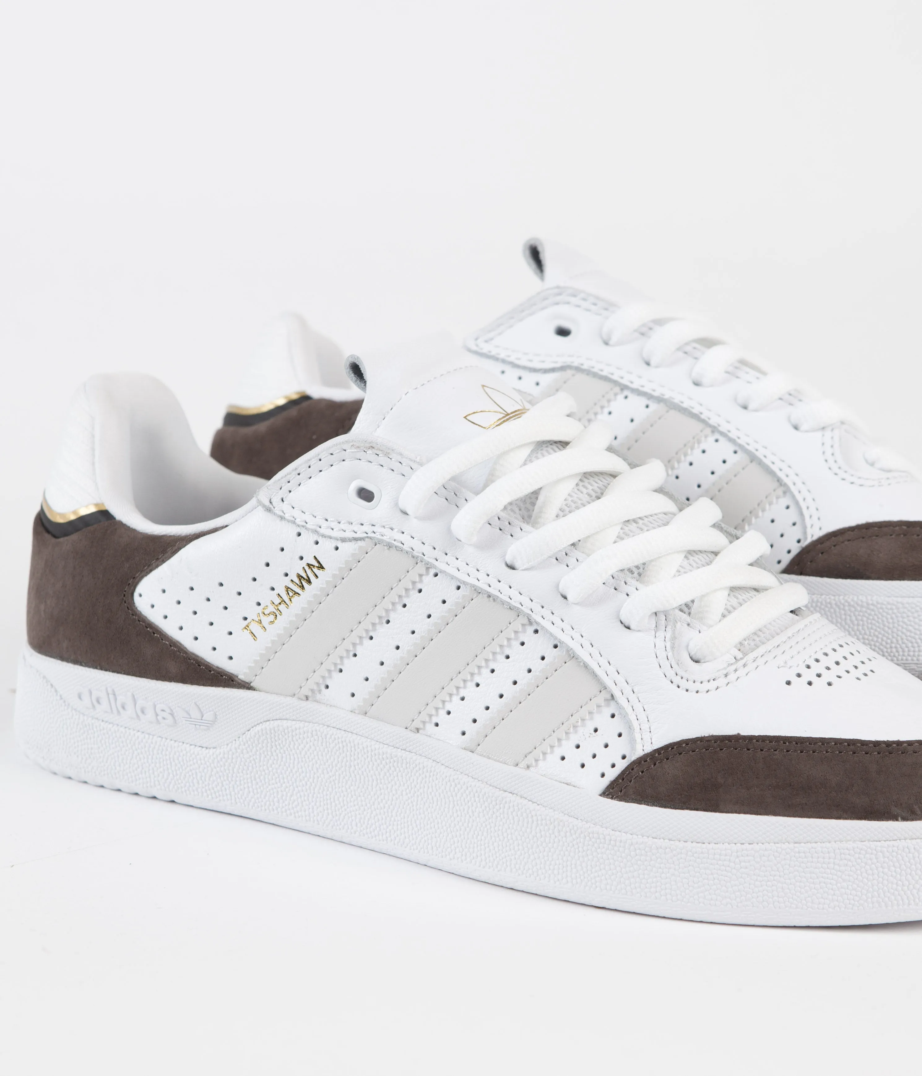 Silver Adidas Shoes Adidas Tyshawn Low Shoes - FTWR White / Grey One / Gold Metallic