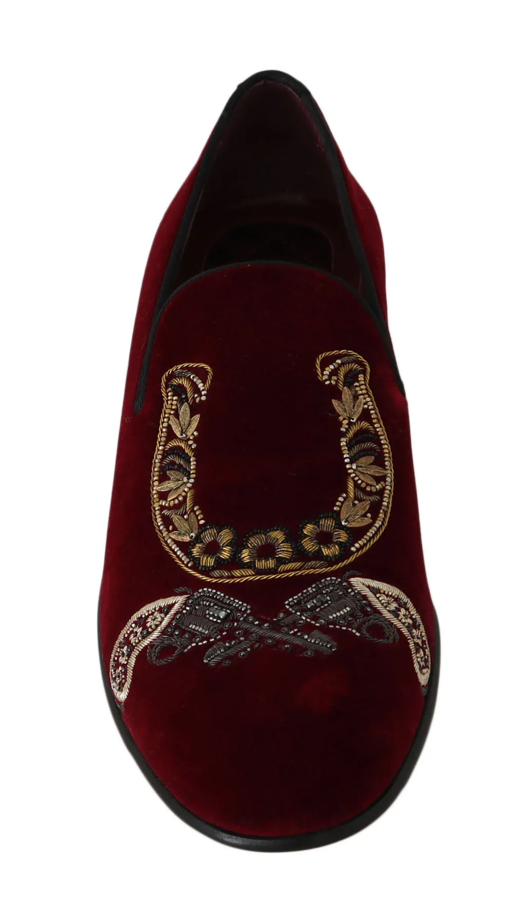 Parigi Loafers Dolce & Gabbana Bordeaux Velvet Loafers Gun Horseshoe Shoes