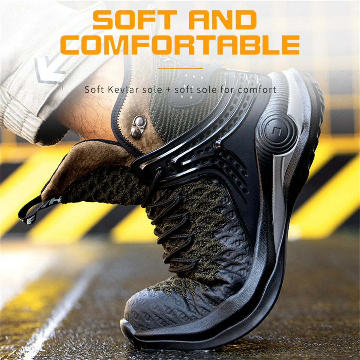 Comfortable Construction Work Boots Ankle High Safety Shoes for Men Steel Toe Anti-Pierce Reflective Industrial Shoe